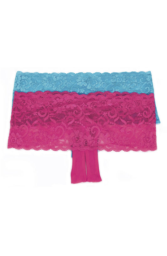 Shirley of Hollywood 59 Stretch Lace Boy Short Turquoise