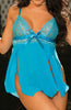 Shirley of Hollywood 96744 Stretch Lace Babydoll Turquoise