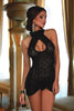 Lavanya Lace Mini Lingerie Dress Set Black