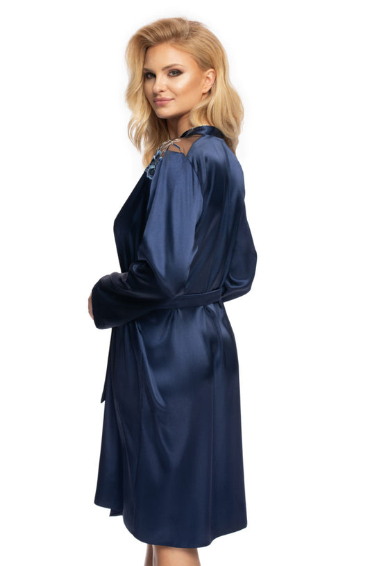 Elodie Dressing Gown Navy Irall Satine