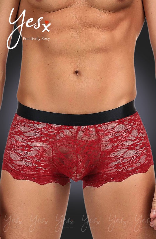 YesX YX976 Mens Boxer Brief Red/Black