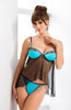 Clio Babydoll Lingerie Set Black/Turquoise Irall Erotic Line 2021